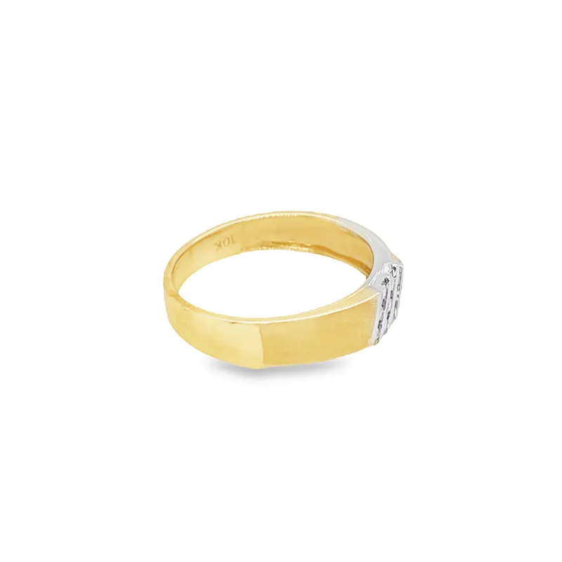 10K Yellow Gold 0.15TDW Men's Diamond Wedding Band With Sand Blast Finish