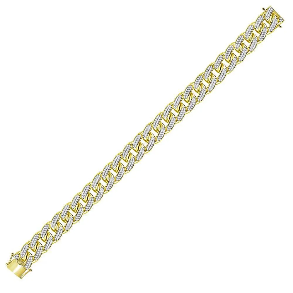 10K Yellow Gold Men's Diamond Cuban Link Bracelet 7.00 CTTW