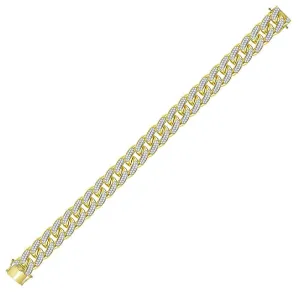 10K Yellow Gold Men's Diamond Cuban Link Bracelet 7.00 CTTW