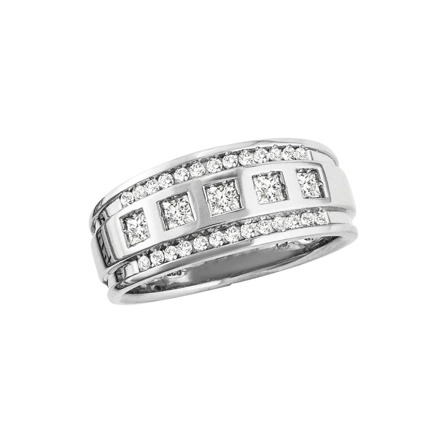 14K Men's Ring Square and Round Diamonds