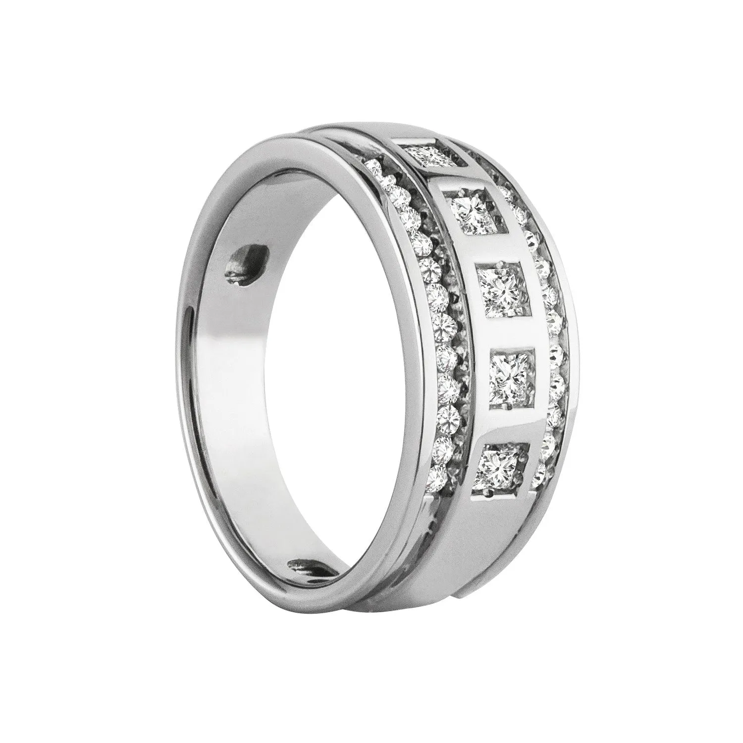 14K Men's Ring Square and Round Diamonds