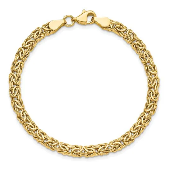14K Yellow Gold 5MM Men's Byzantine Bracelet