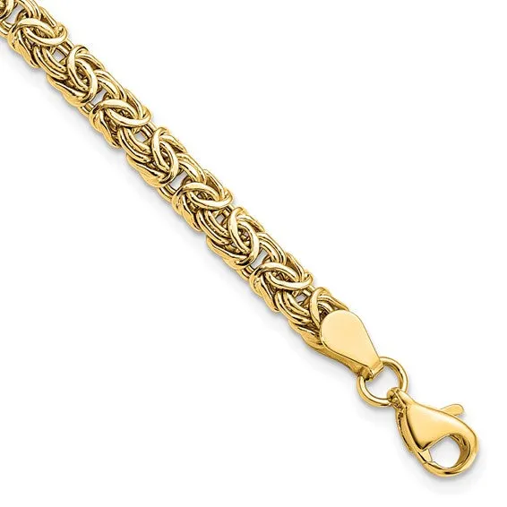 14K Yellow Gold 5MM Men's Byzantine Bracelet