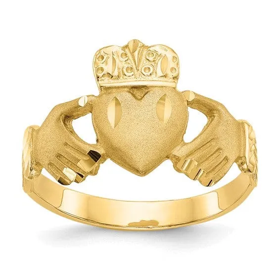 14k yellow gold D.C mens claddagh ring