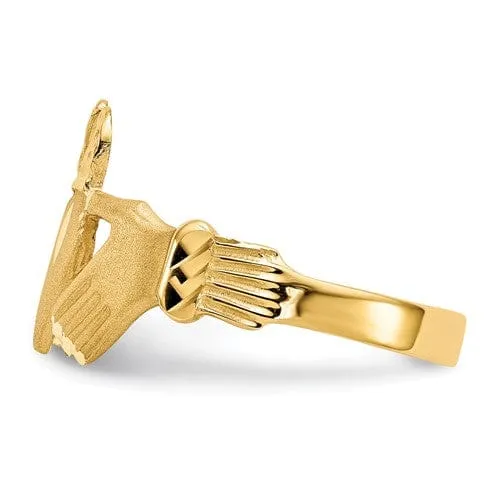 14k yellow gold D.C mens claddagh ring