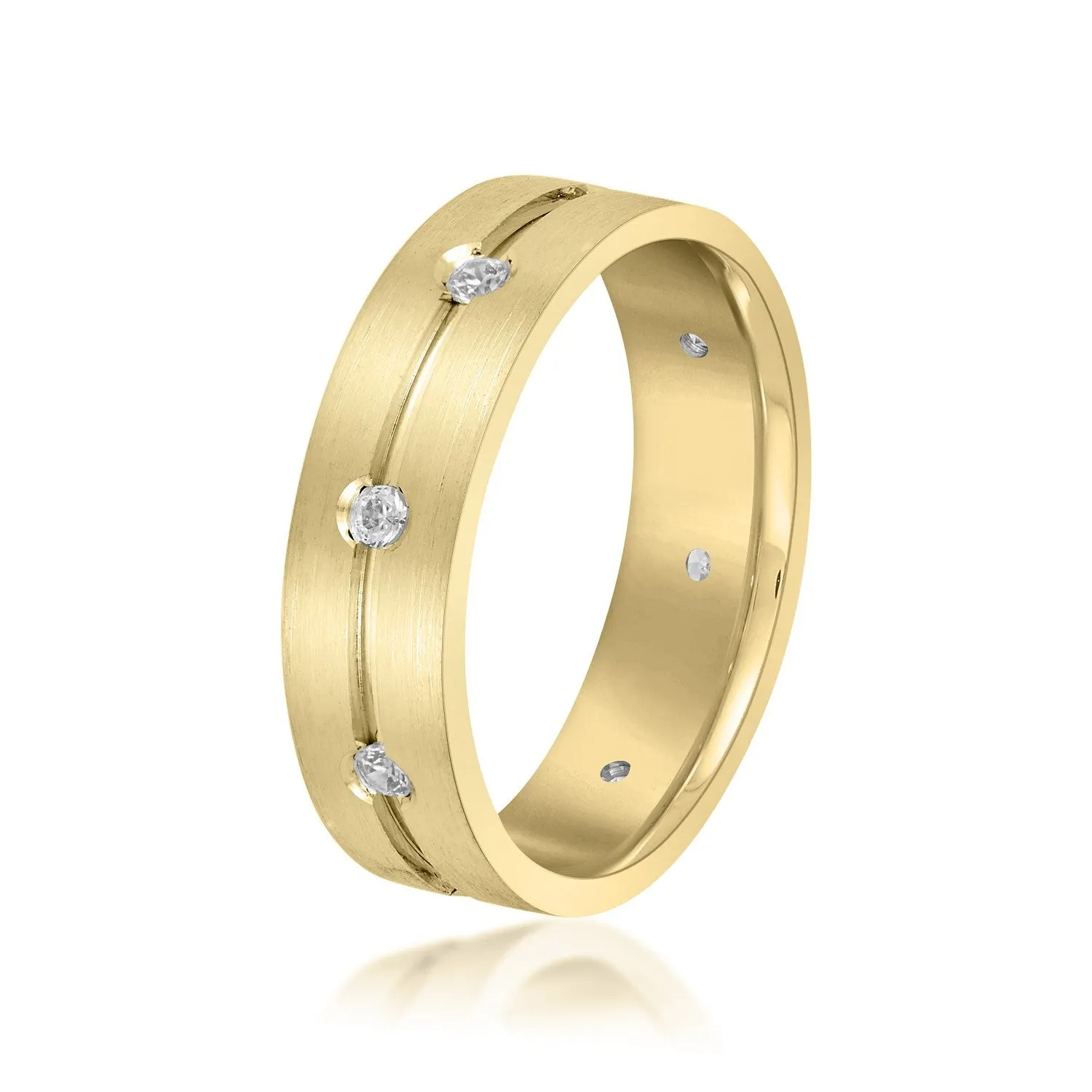 14K Yellow Gold Men's 6MM Diamond Eternity Wedding Ring (.25ctw)