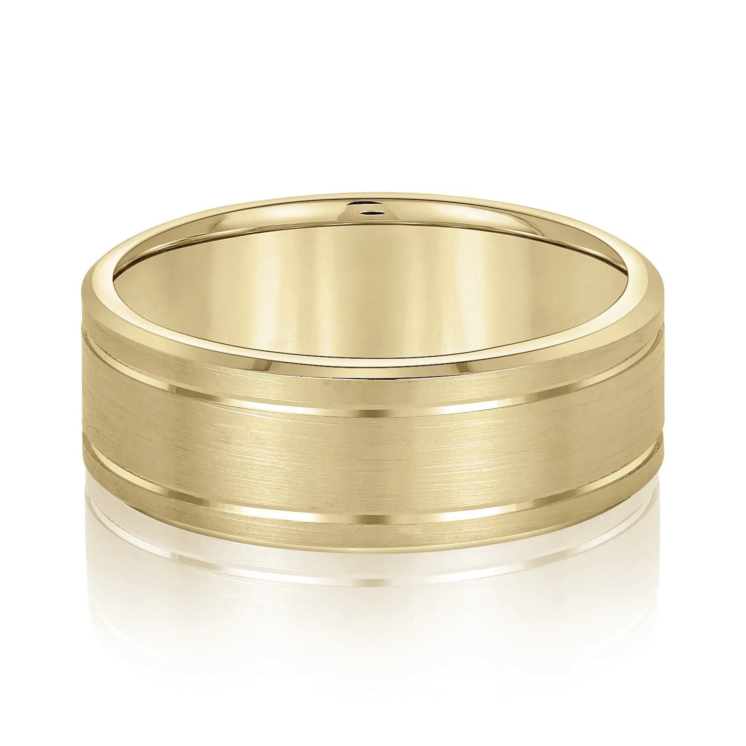 14K Yellow Gold Men's 6MM Wedding Ring With Satin Finish And High Polish Accents