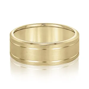 14K Yellow Gold Men's 6MM Wedding Ring With Satin Finish And High Polish Accents