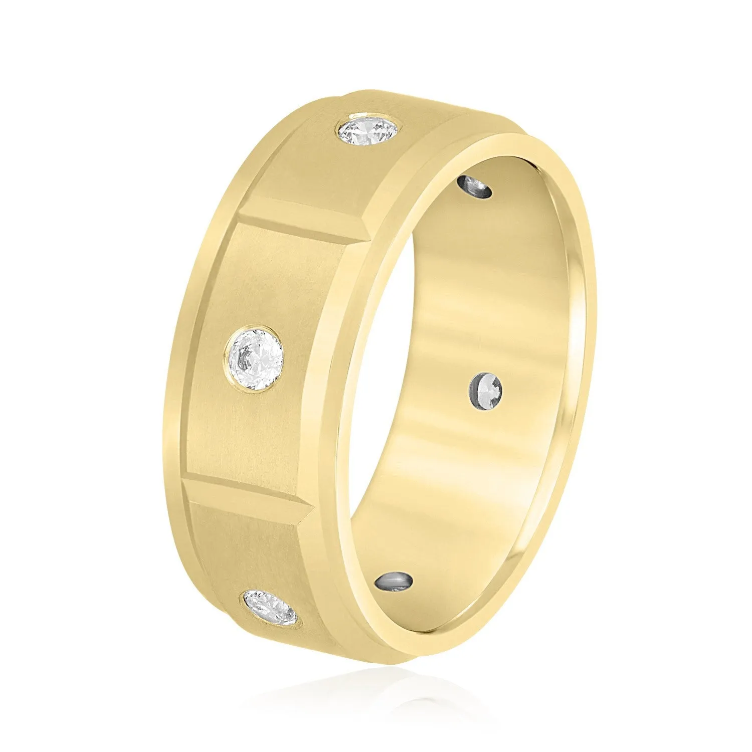 14K Yellow Gold Men's 8MM Diamond Eternity Wedding Ring (.37ctw)
