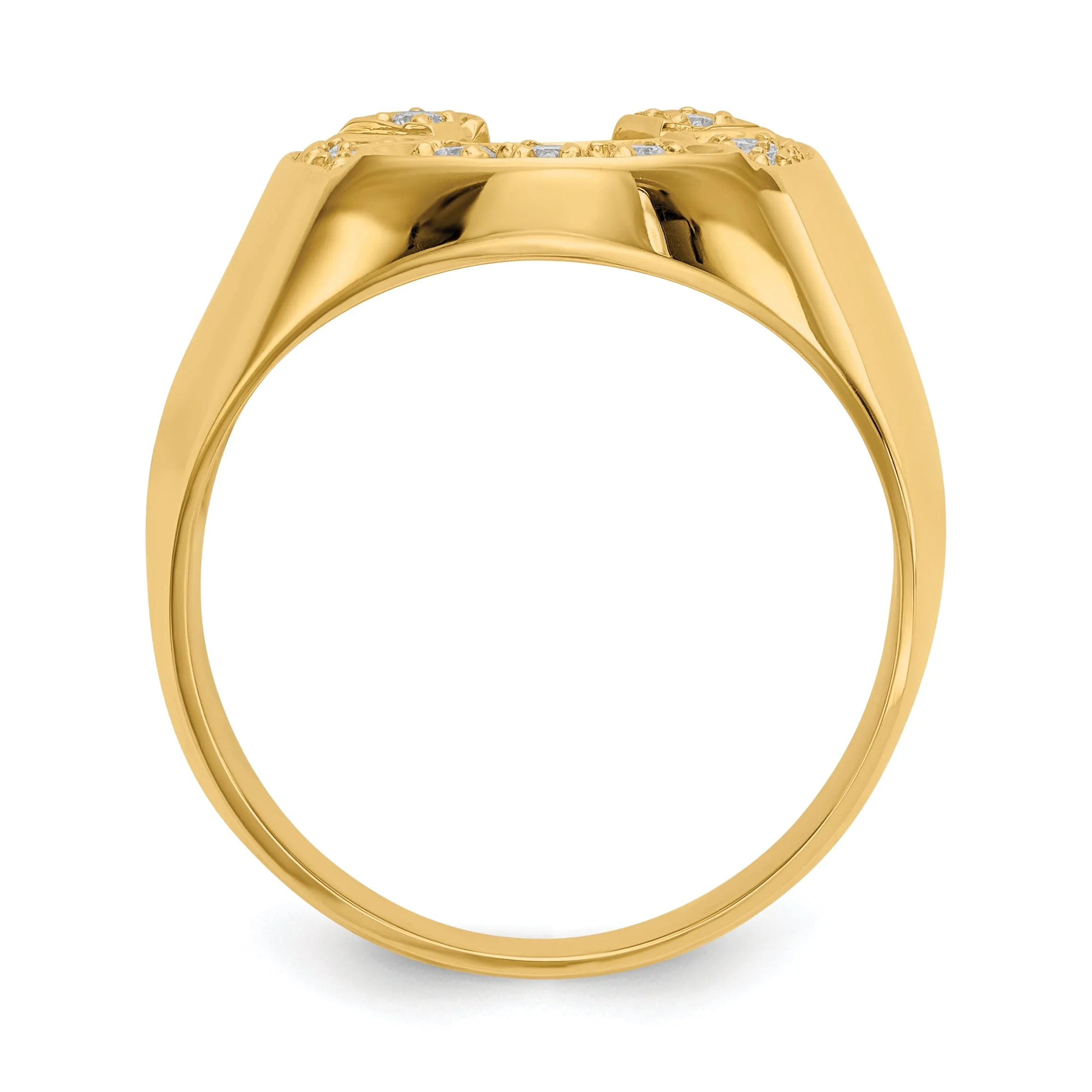 14k Yellow Gold Men's Diamond Horseshoe Ring
