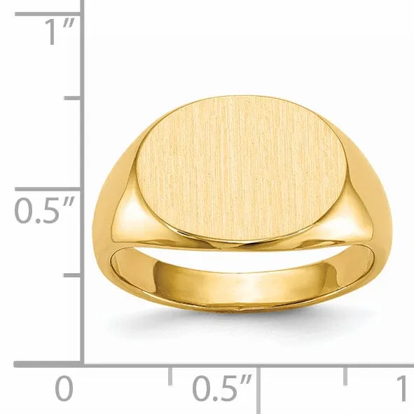 14k Yellow Gold Men's Solid Back Signet Ring