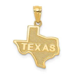 14k Yellow Gold Polished Finish Map State of TEXAS Pendant