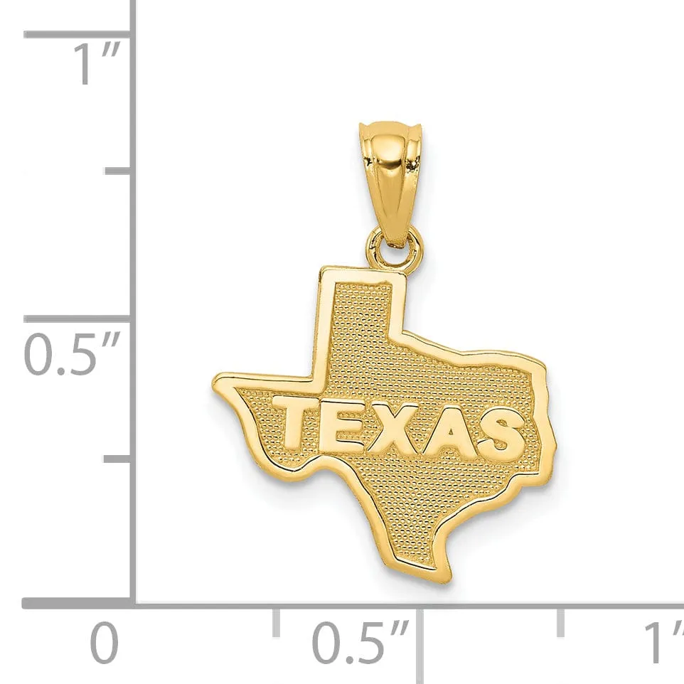 14k Yellow Gold Polished Finish Map State of TEXAS Pendant