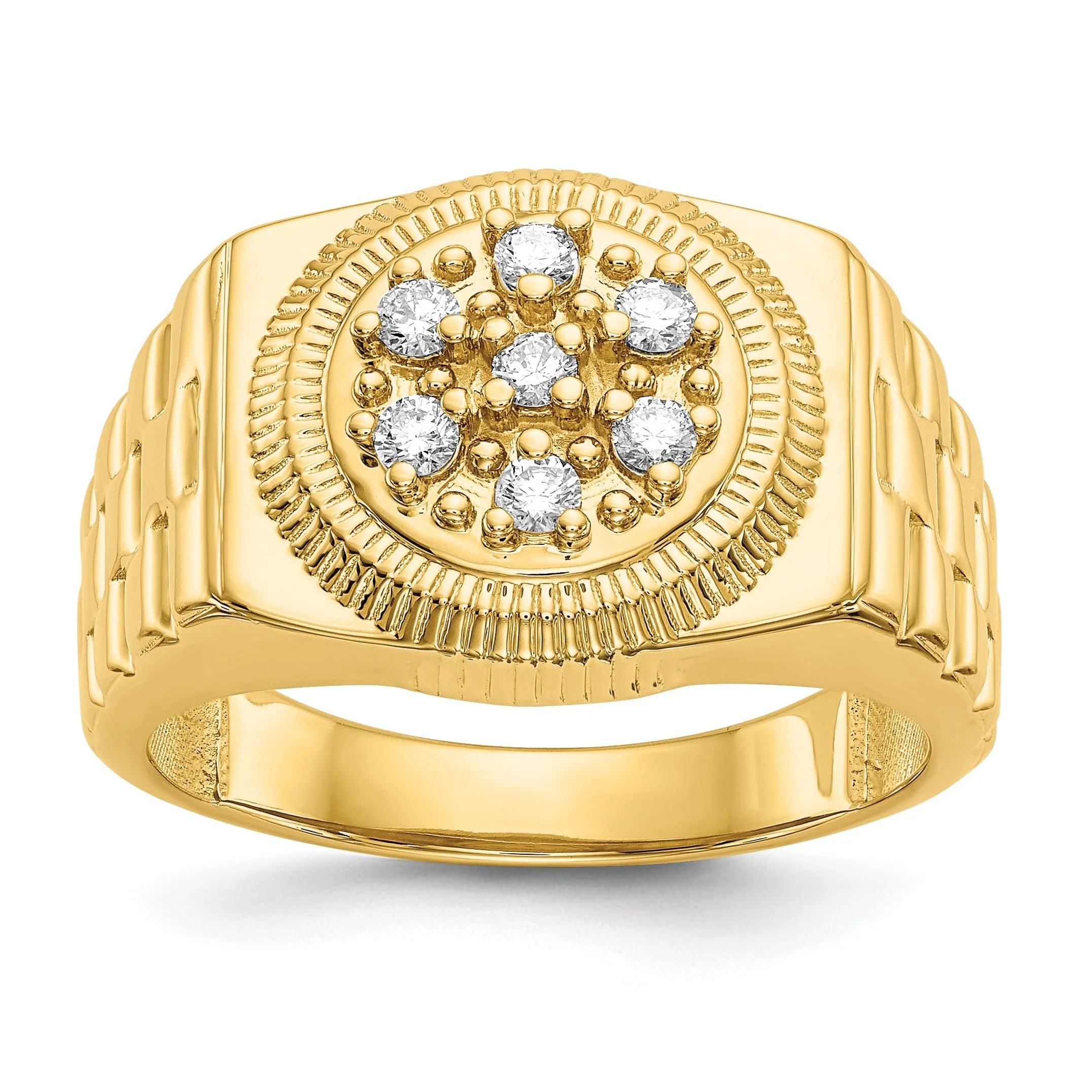 14k Yellow Gold Polished Men's 1/4ct. Diamond Ring
