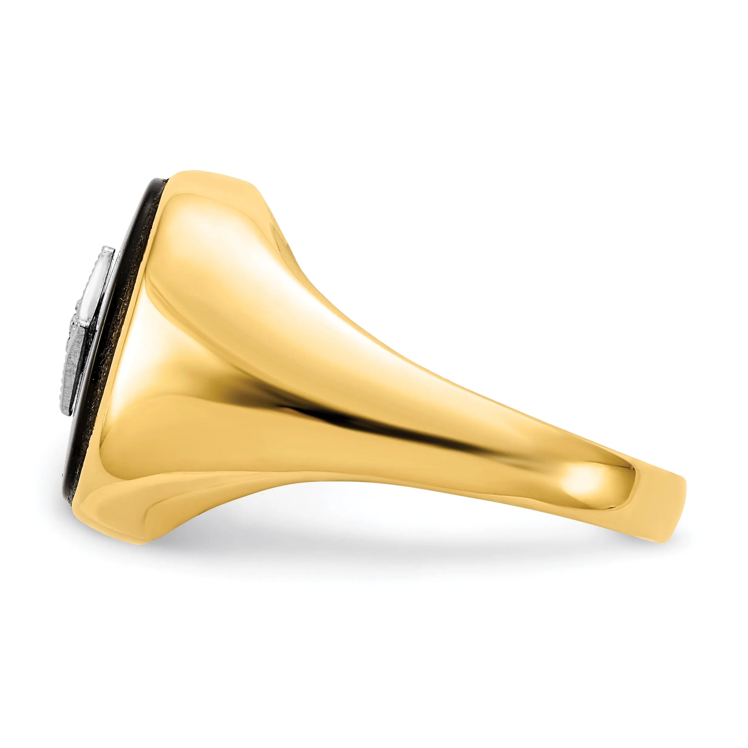 14k Yellow Gold Polished Men's Onyx Diamond Ring