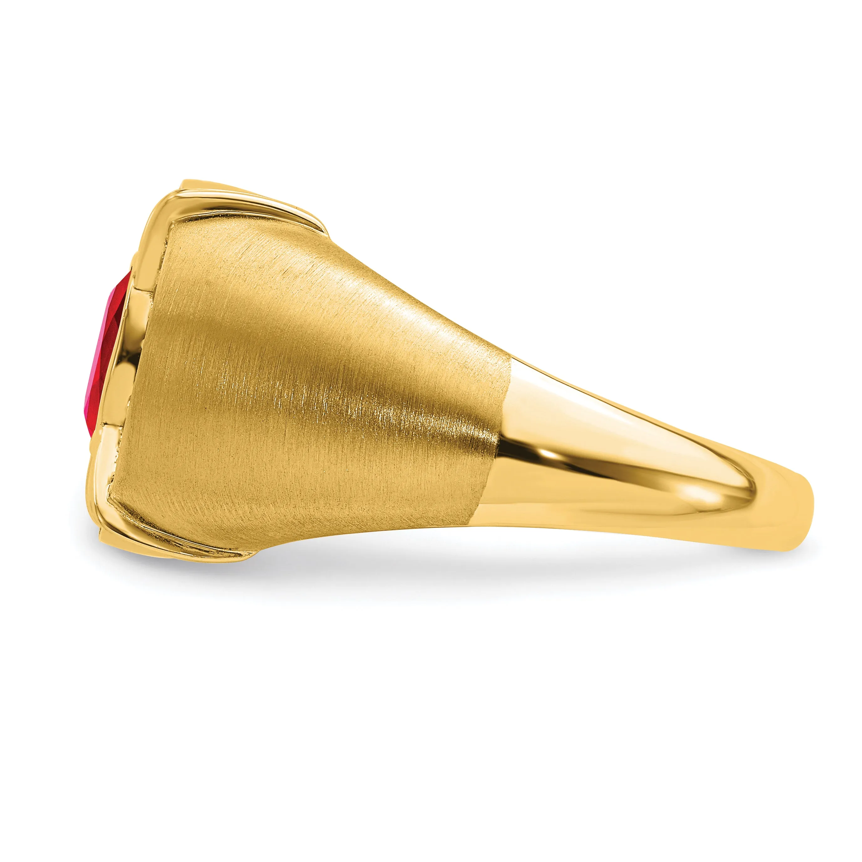 14k Yellow Gold Ruby and Diamond Mens Ring