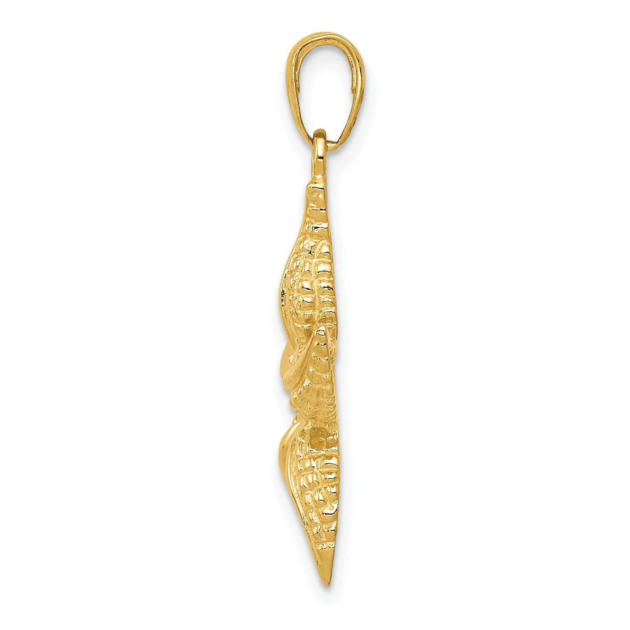 14k Yellow Gold Solid Textured Polished Finish Men's Starfish Charm Pendant