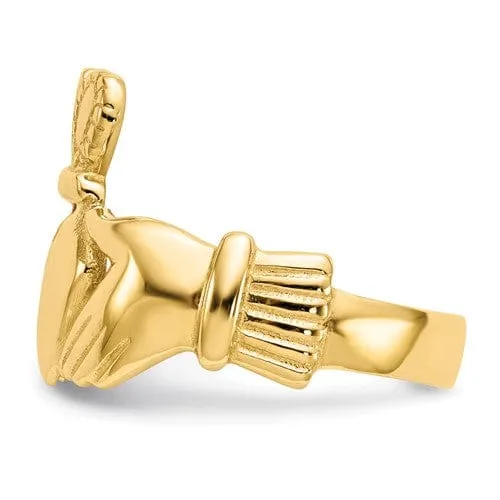 14kt yellow gold mens claddagh ring