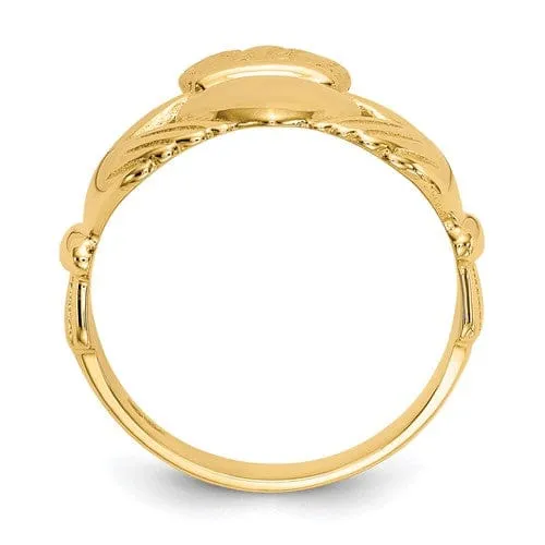 14kt yellow gold mens claddagh ring