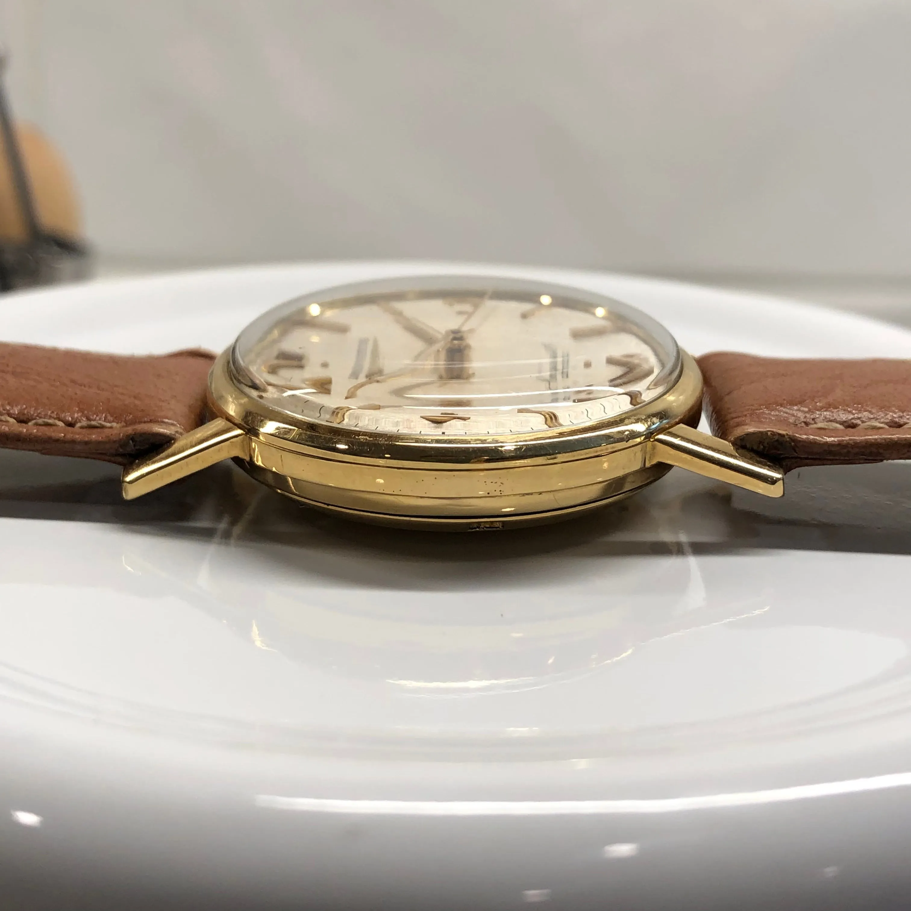 1950s Longines Conquest 9025 18K Yellow Gold Automatic Wristwatch