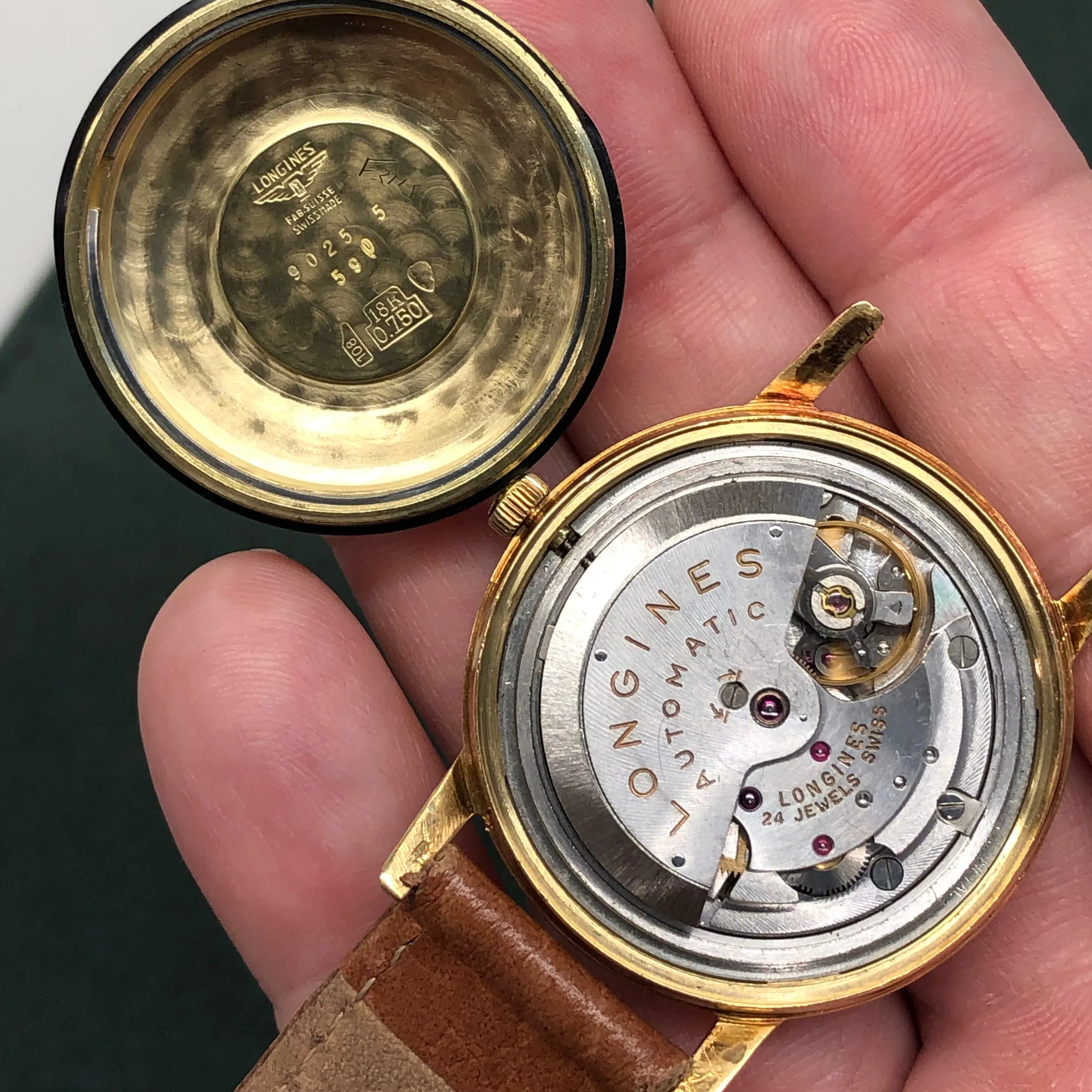 1950s Longines Conquest 9025 18K Yellow Gold Automatic Wristwatch