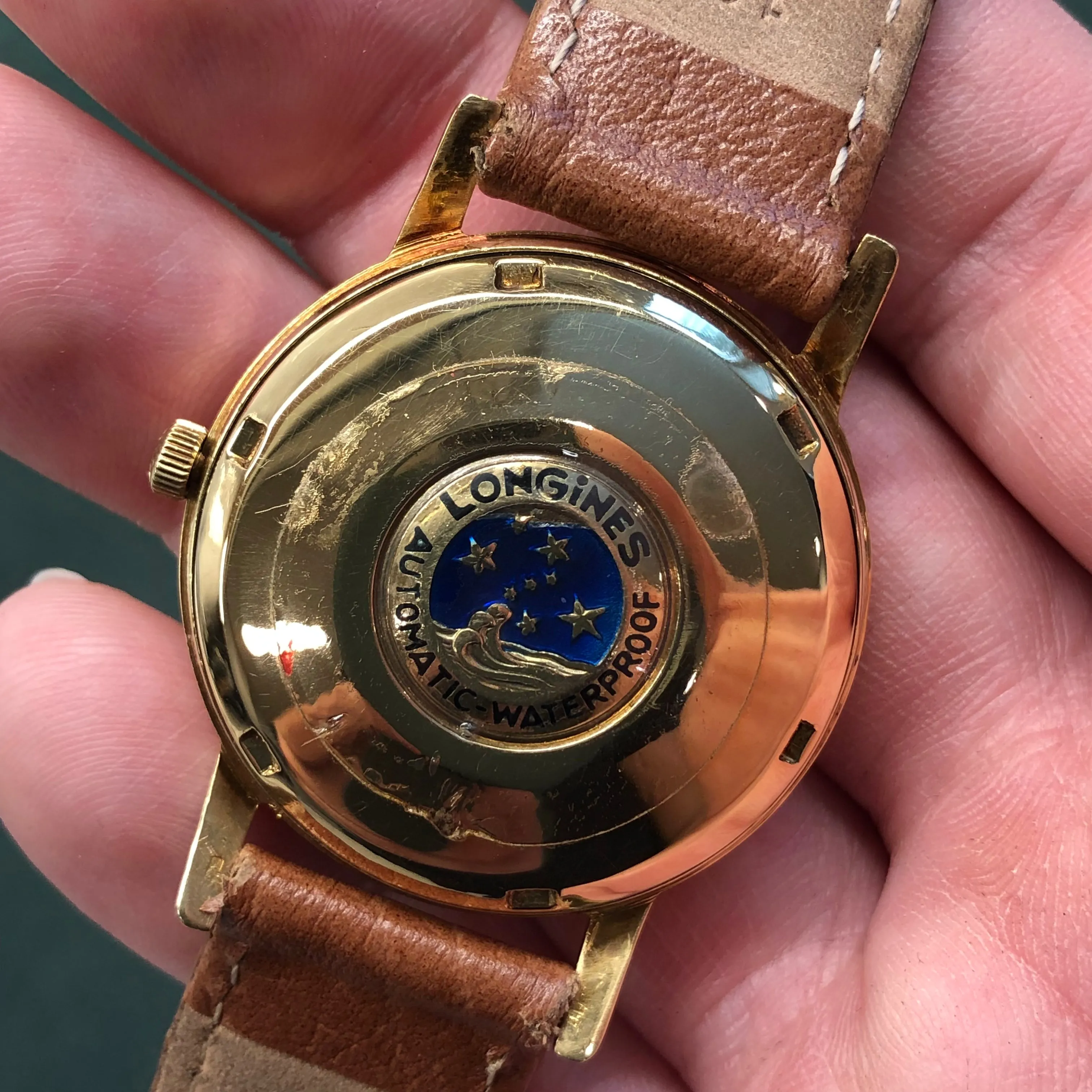 1950s Longines Conquest 9025 18K Yellow Gold Automatic Wristwatch