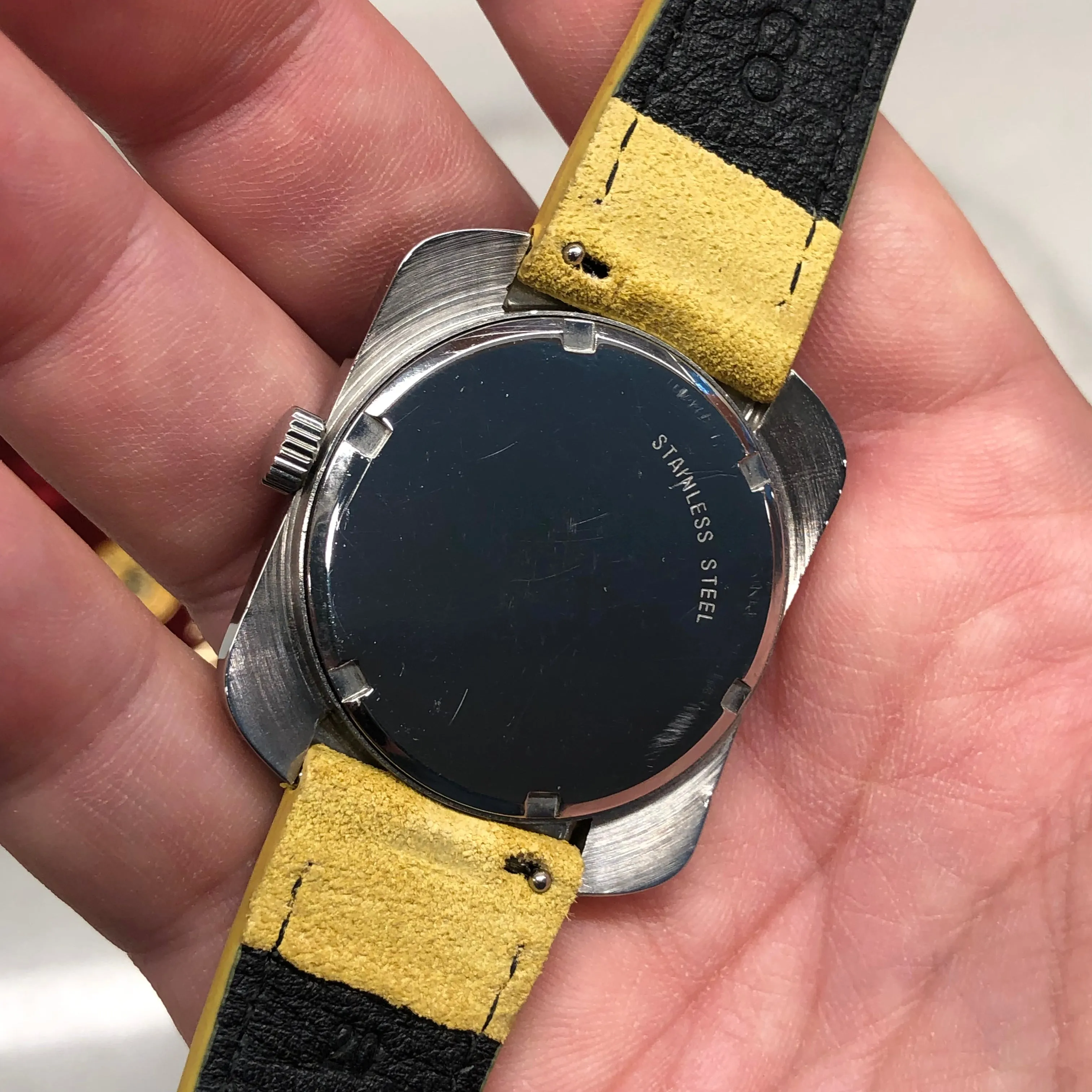 1971 Longines Comet 8475 Yellow Mystery Dial Steel Vintage Wristwatch with Box and Papers