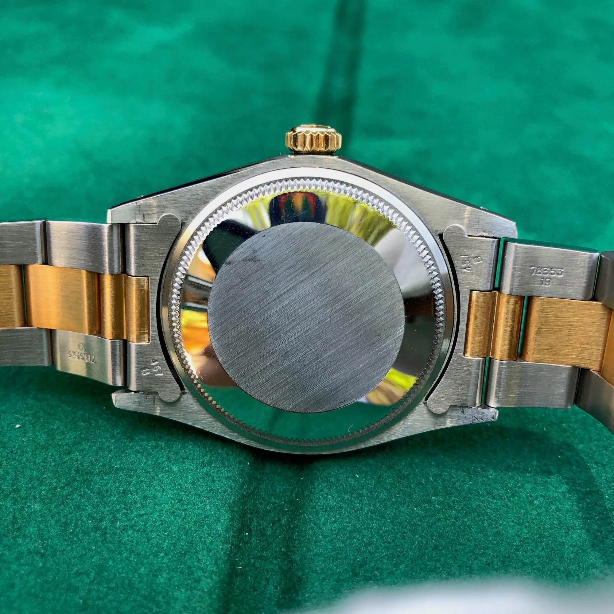 1974 Vintage Rolex Date 1500 Two Tone Champagne Stick Automatic Wristwatch New Old Stock