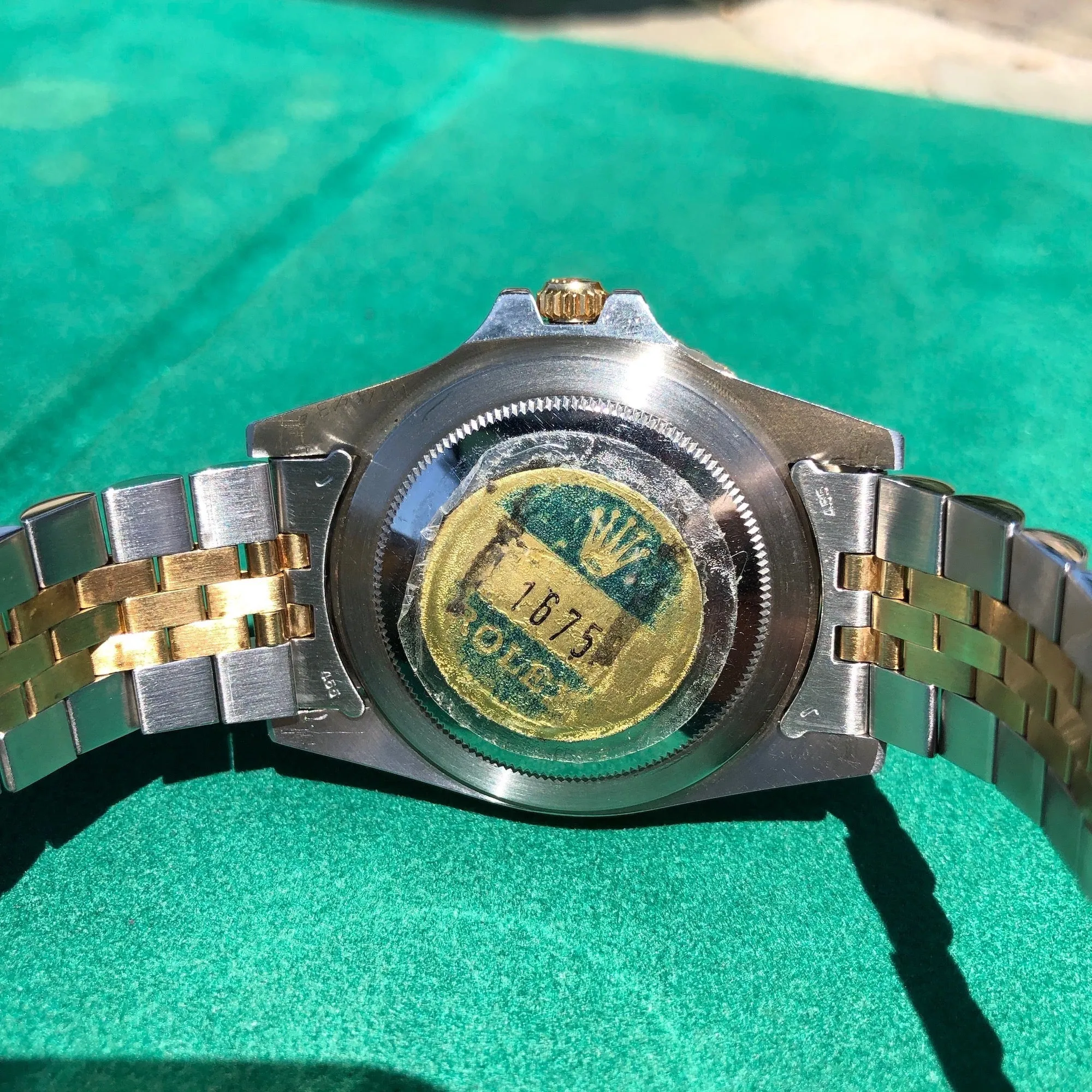 1978 Rolex GMT MASTER 1675 Radial Dial Black Tiger Eye Nipple Two Tone Jubilee Bracelet Wristwatch