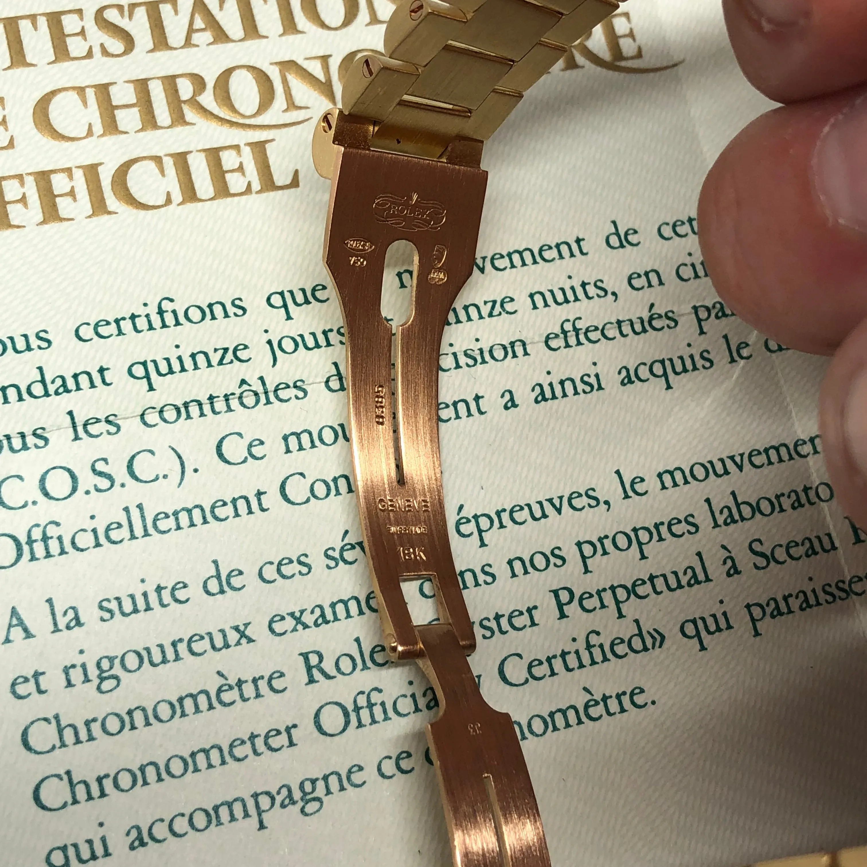1985 Rolex President 18038 Day Date Yellow Gold Champagne Wristwatch with Papers