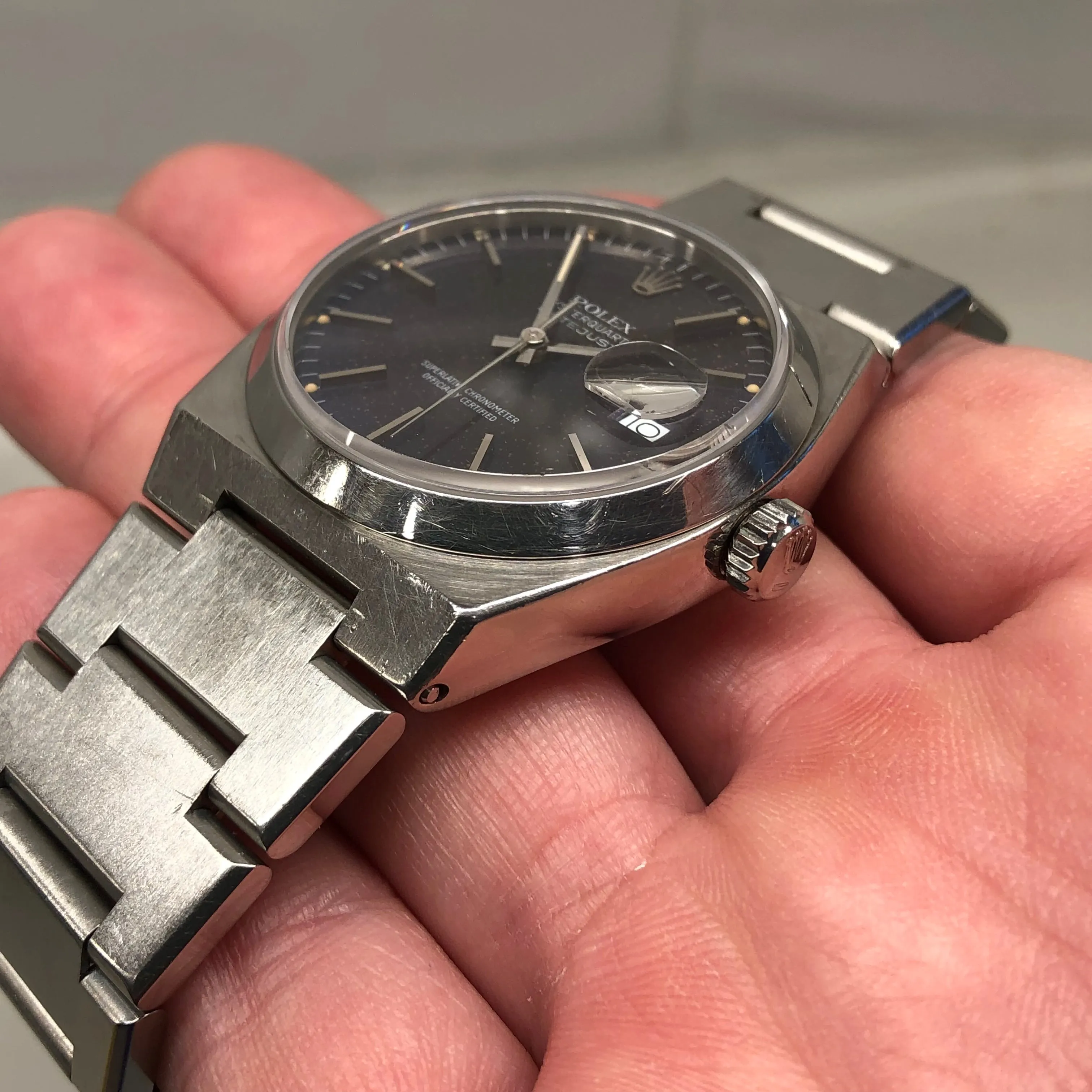 1987 Rolex Datejust Oysterquartz 17000 Tropical Purple Dial Steel Wristwatch