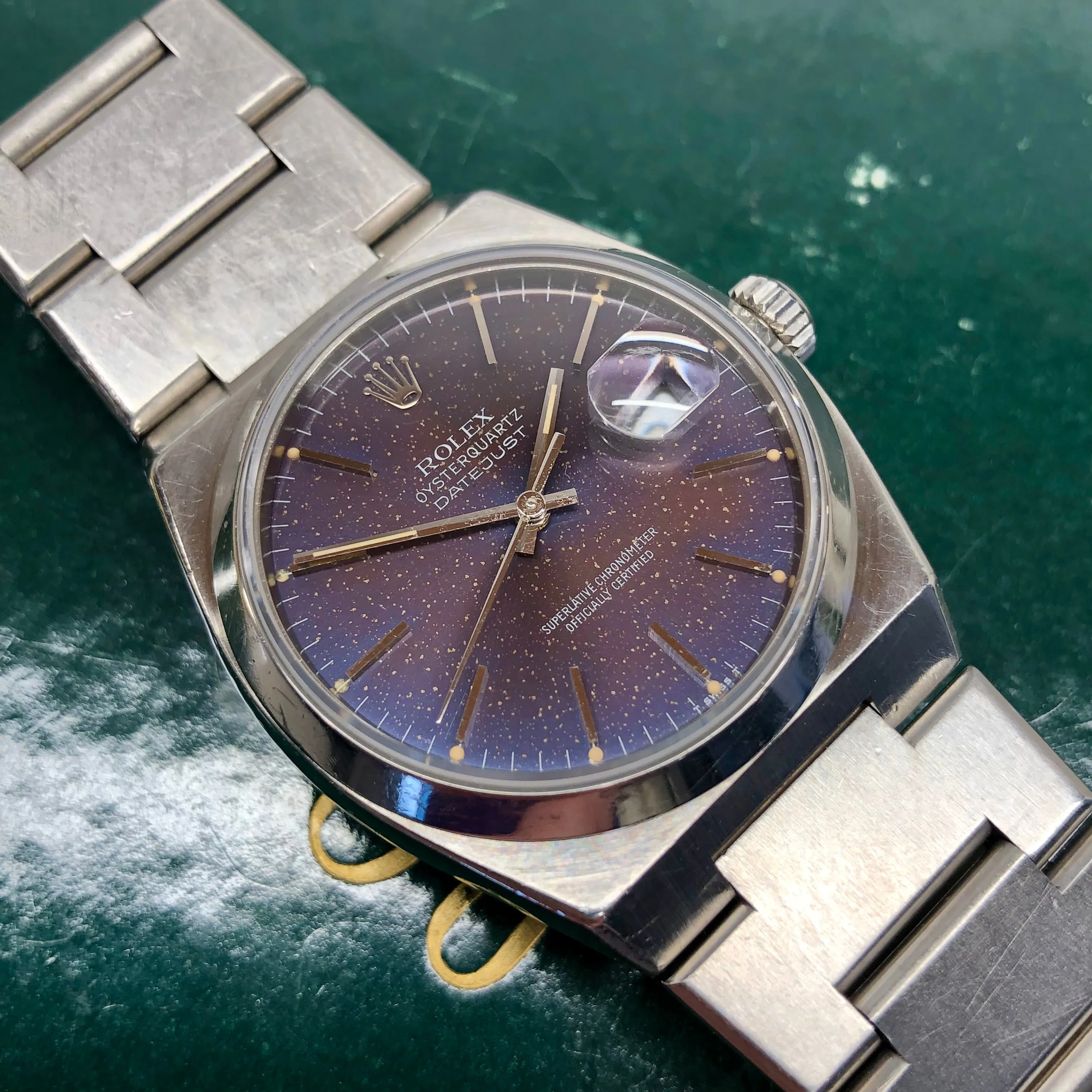 1987 Rolex Datejust Oysterquartz 17000 Tropical Purple Dial Steel Wristwatch