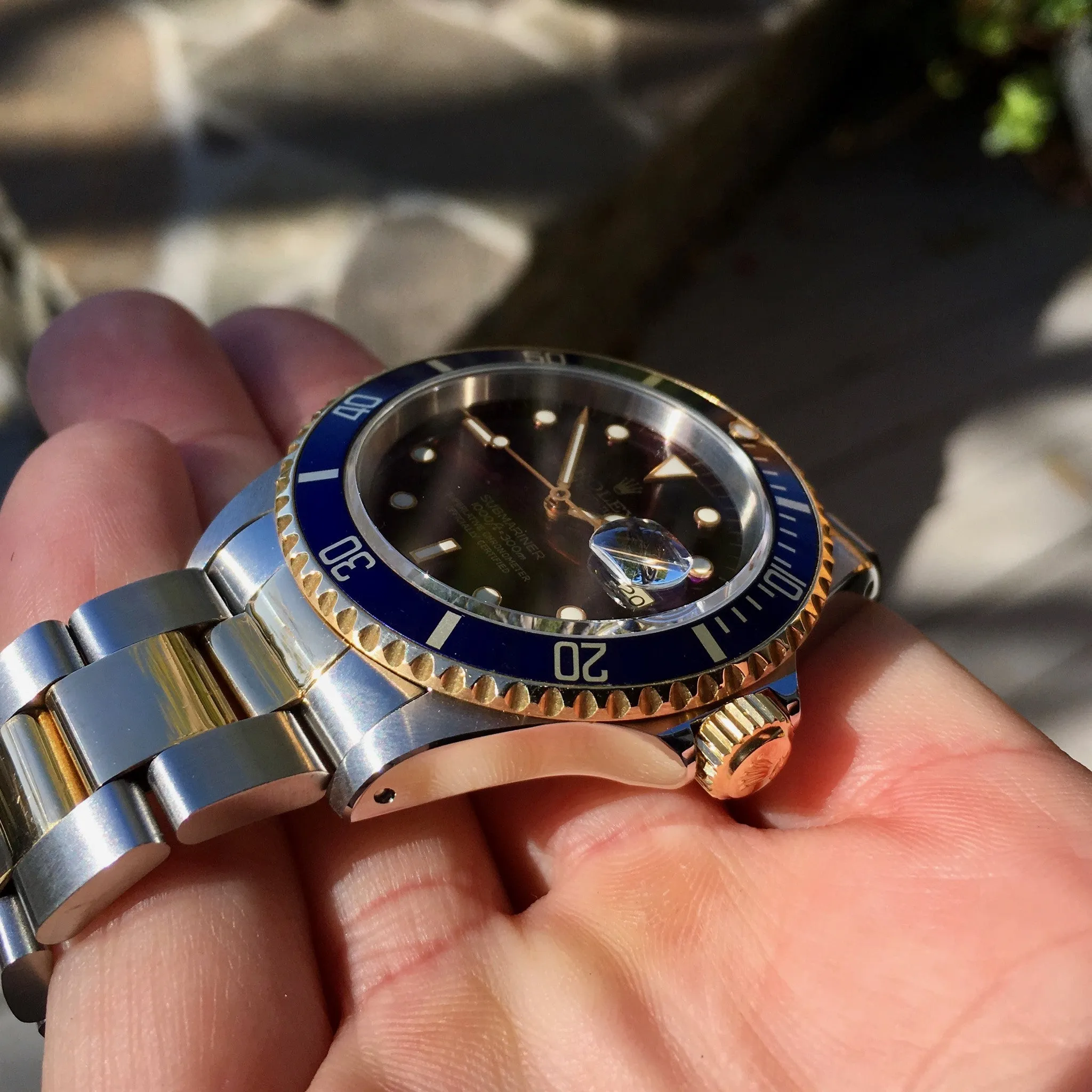 1993 Rolex Submariner 16613 Two Tone Purple Color Change Steel 18K Gold "S" Serial Wristwatch