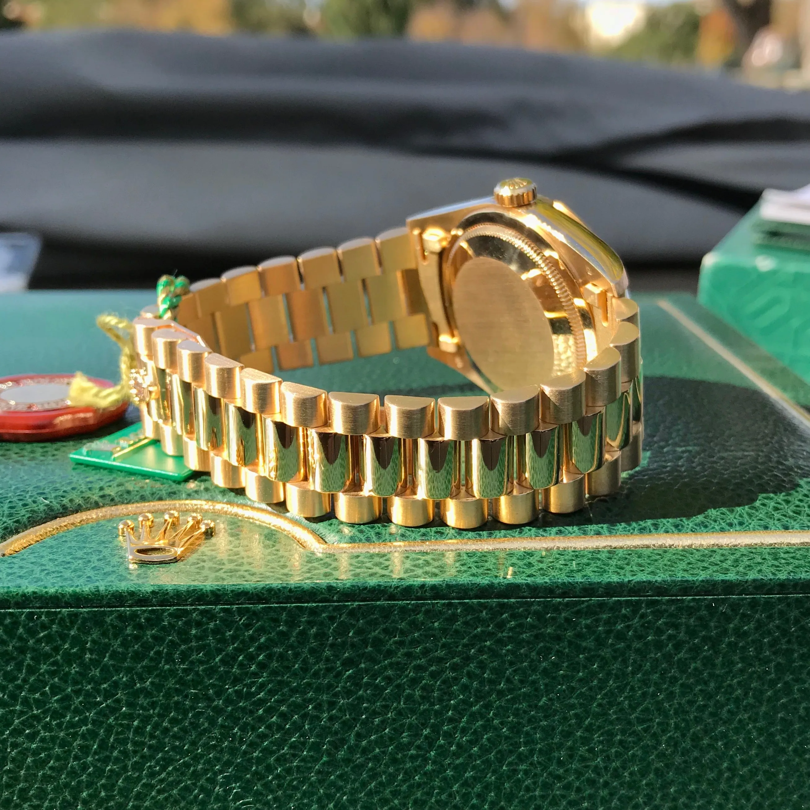 1999 Rolex President 18238 Day Date 18K Yellow Gold Champagne Stick "A" Serial Box Papers MINT