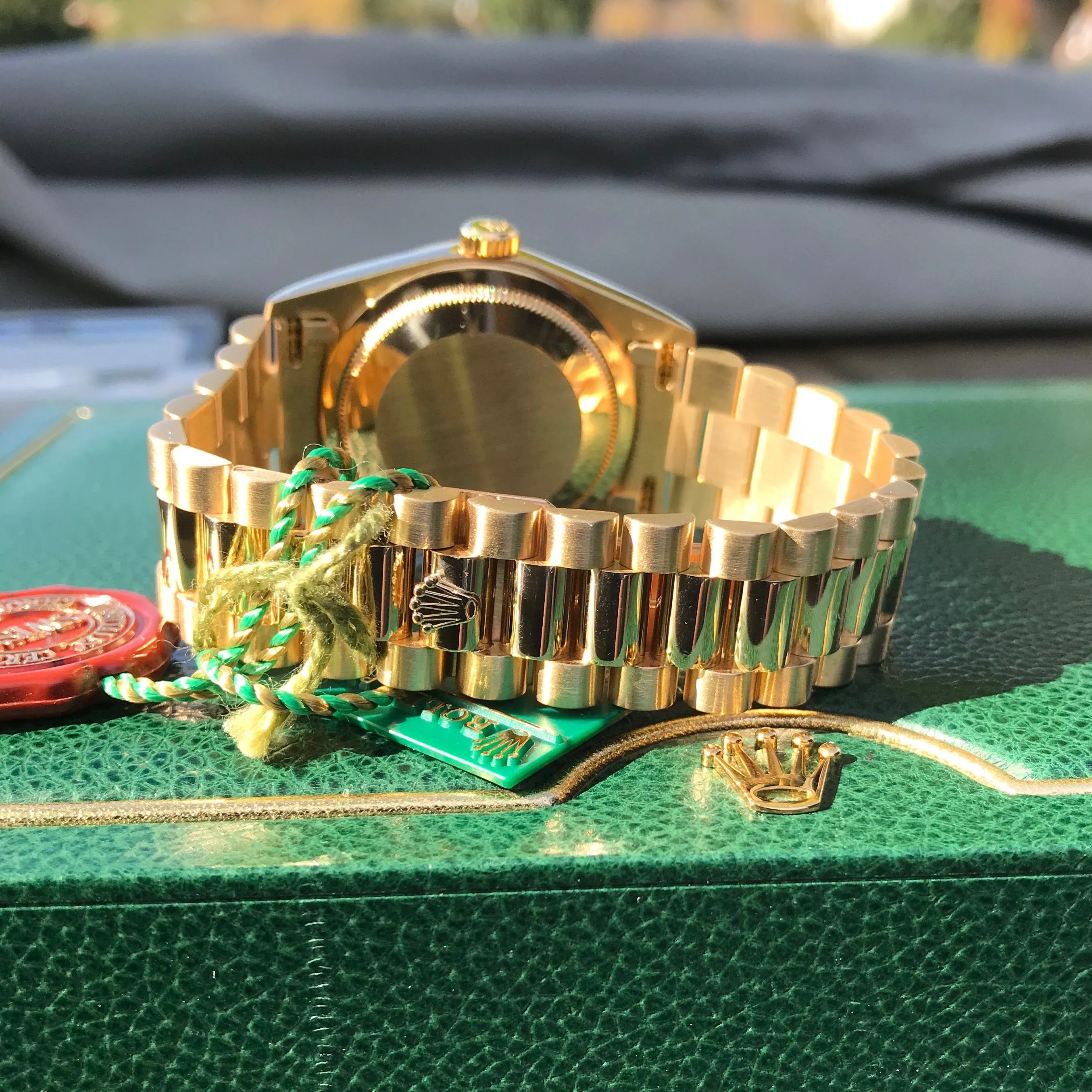 1999 Rolex President 18238 Day Date 18K Yellow Gold Champagne Stick "A" Serial Box Papers MINT