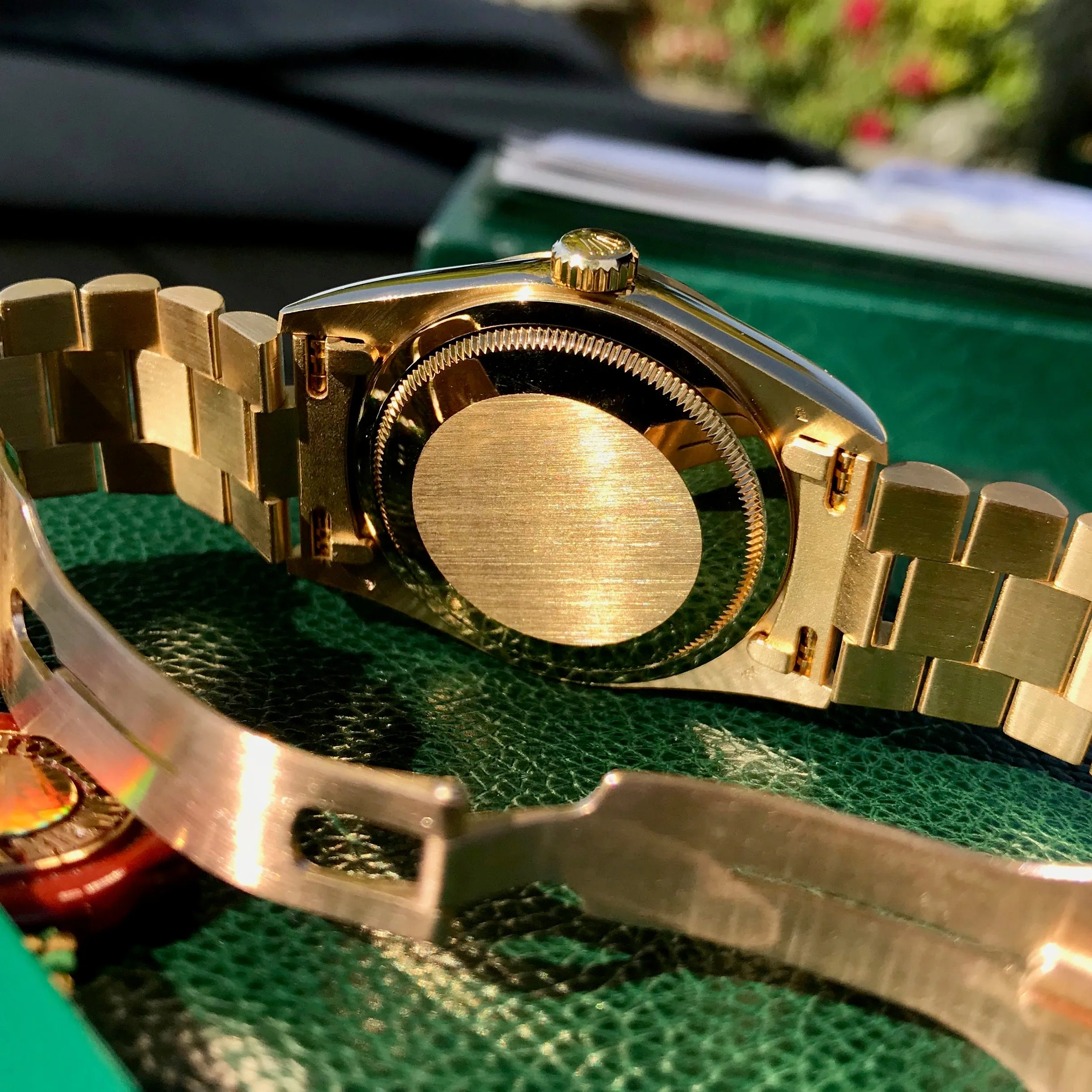 1999 Rolex President 18238 Day Date 18K Yellow Gold Champagne Stick "A" Serial Box Papers MINT
