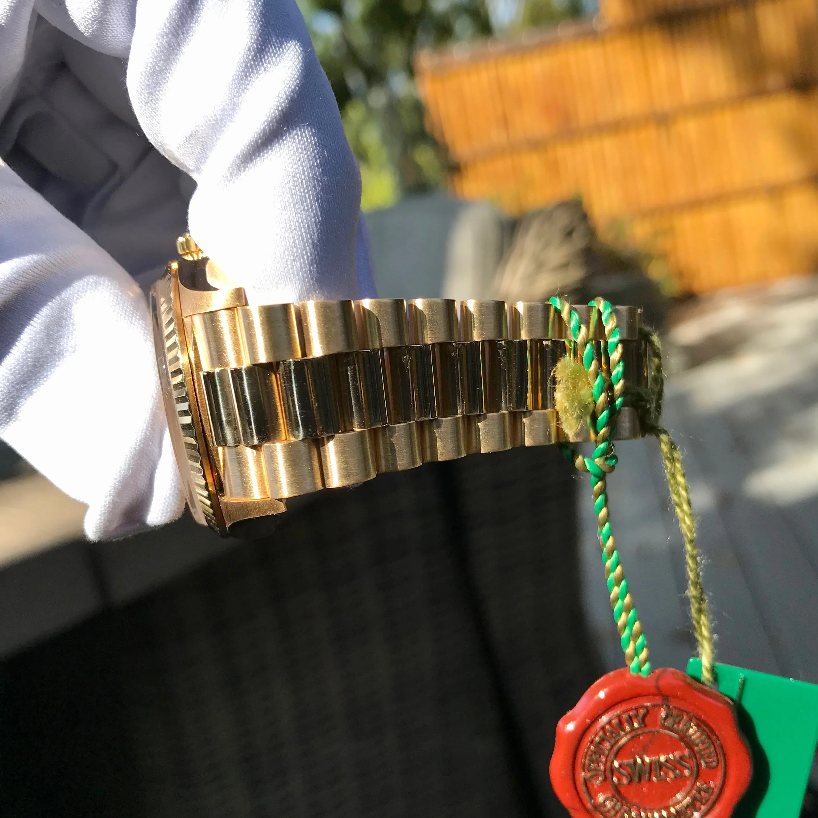 1999 Rolex President 18238 Day Date 18K Yellow Gold Champagne Stick "A" Serial Box Papers MINT