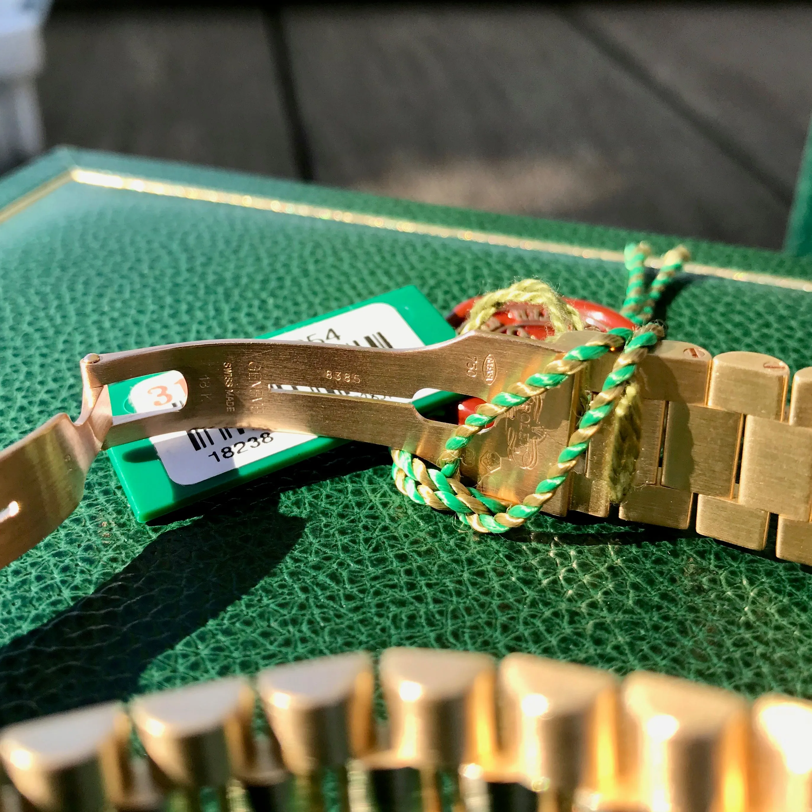1999 Rolex President 18238 Day Date 18K Yellow Gold Champagne Stick "A" Serial Box Papers MINT
