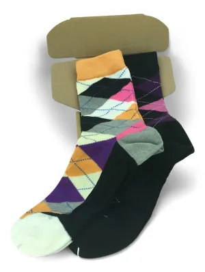 2 Pair Mens Funky Fun Colorful Cotton Socks-Hipster Power Socks-Theme Socks