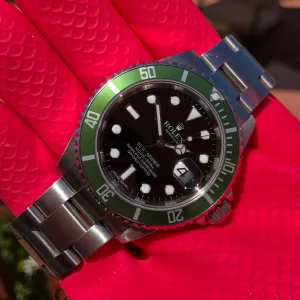 2008 Rolex Submariner Date 16610LV 50th Anniversary Kermit Steel Full Set Box Papers Rehault