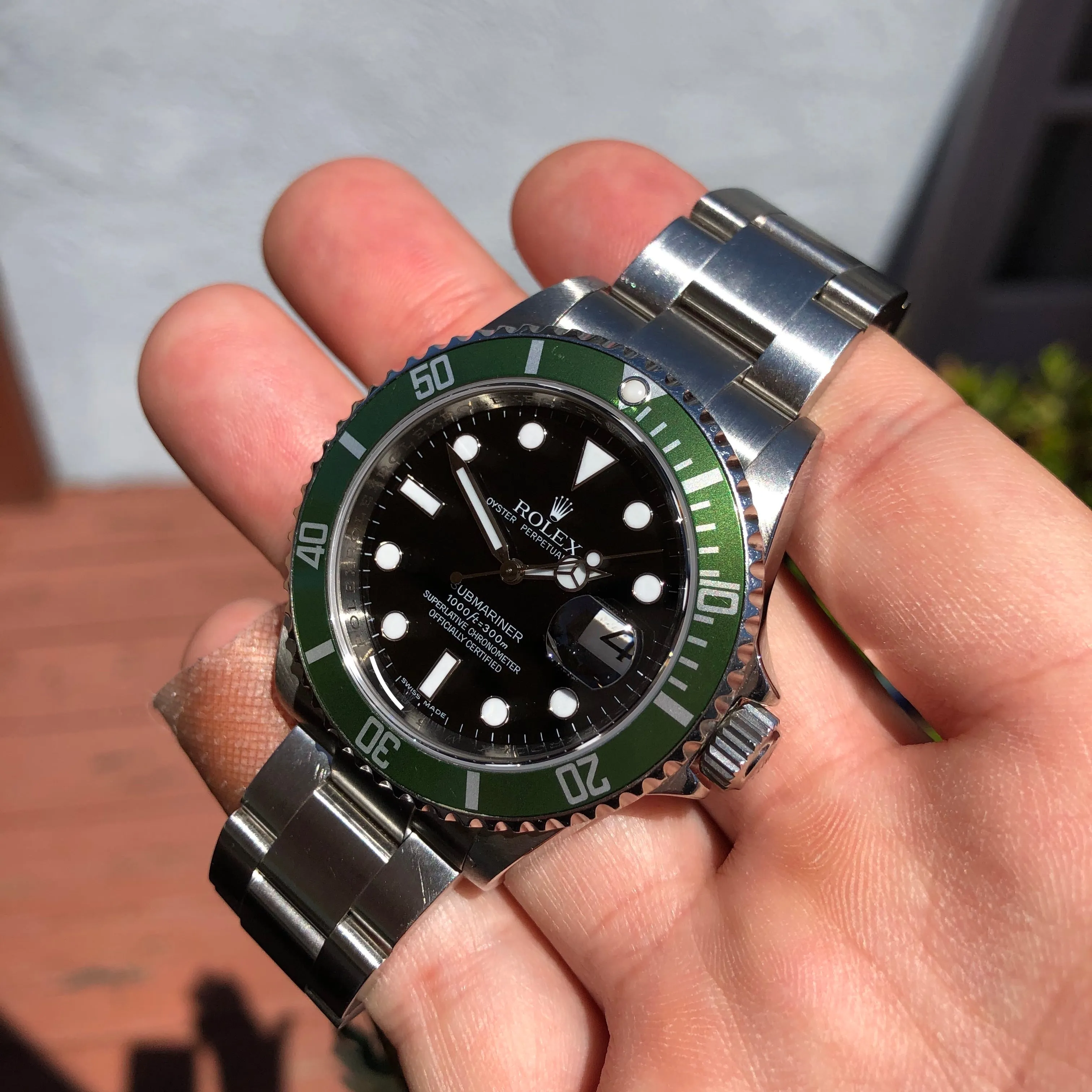 2008 Rolex Submariner Date 16610LV 50th Anniversary Kermit Steel Full Set Box Papers Rehault