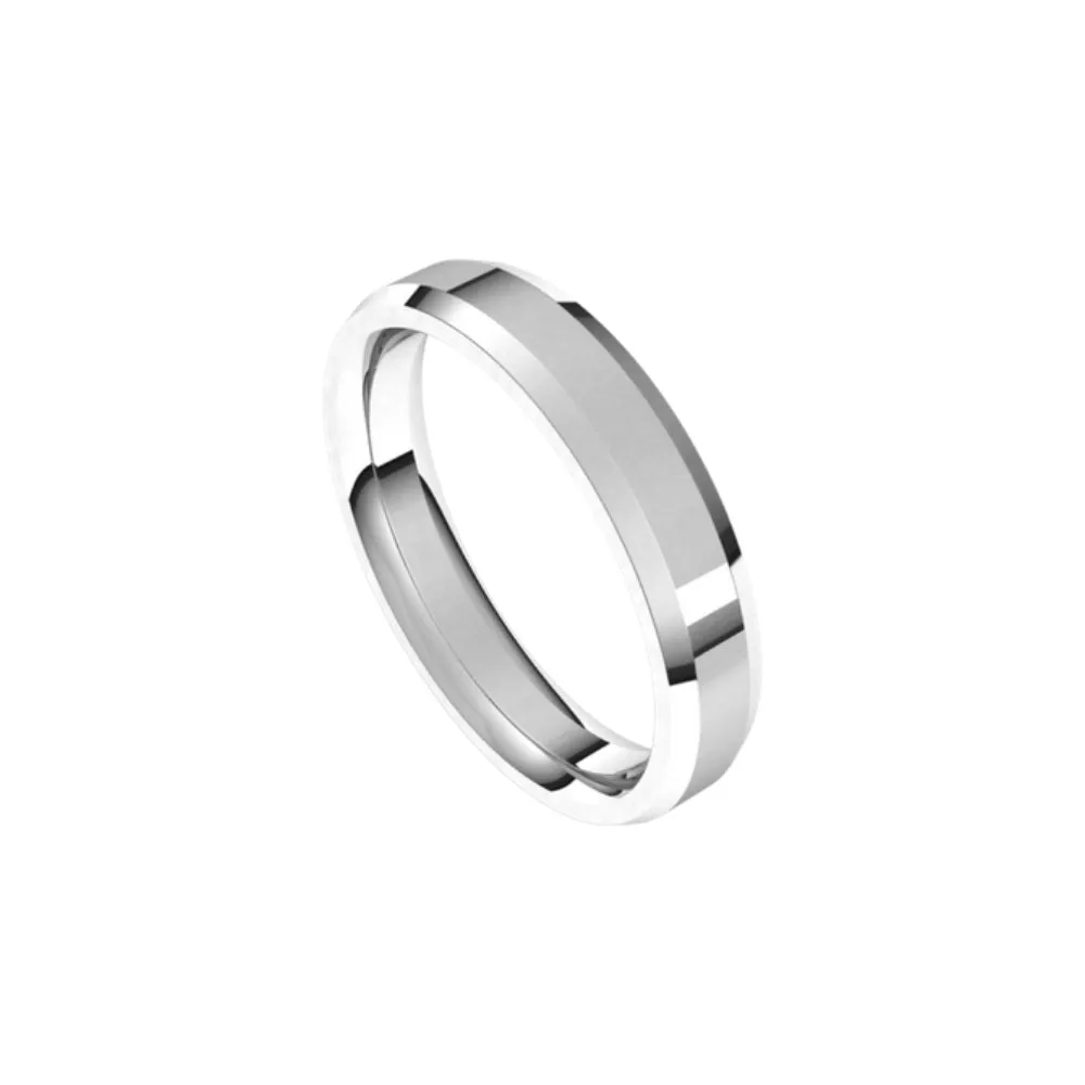 4 mm wide Beveled & Flat Comfort Fit Men's Wedding Band