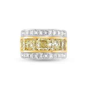 5.33 Carat Yellow Diamond Men's Ring in 14k-18k Two-Tone Gold