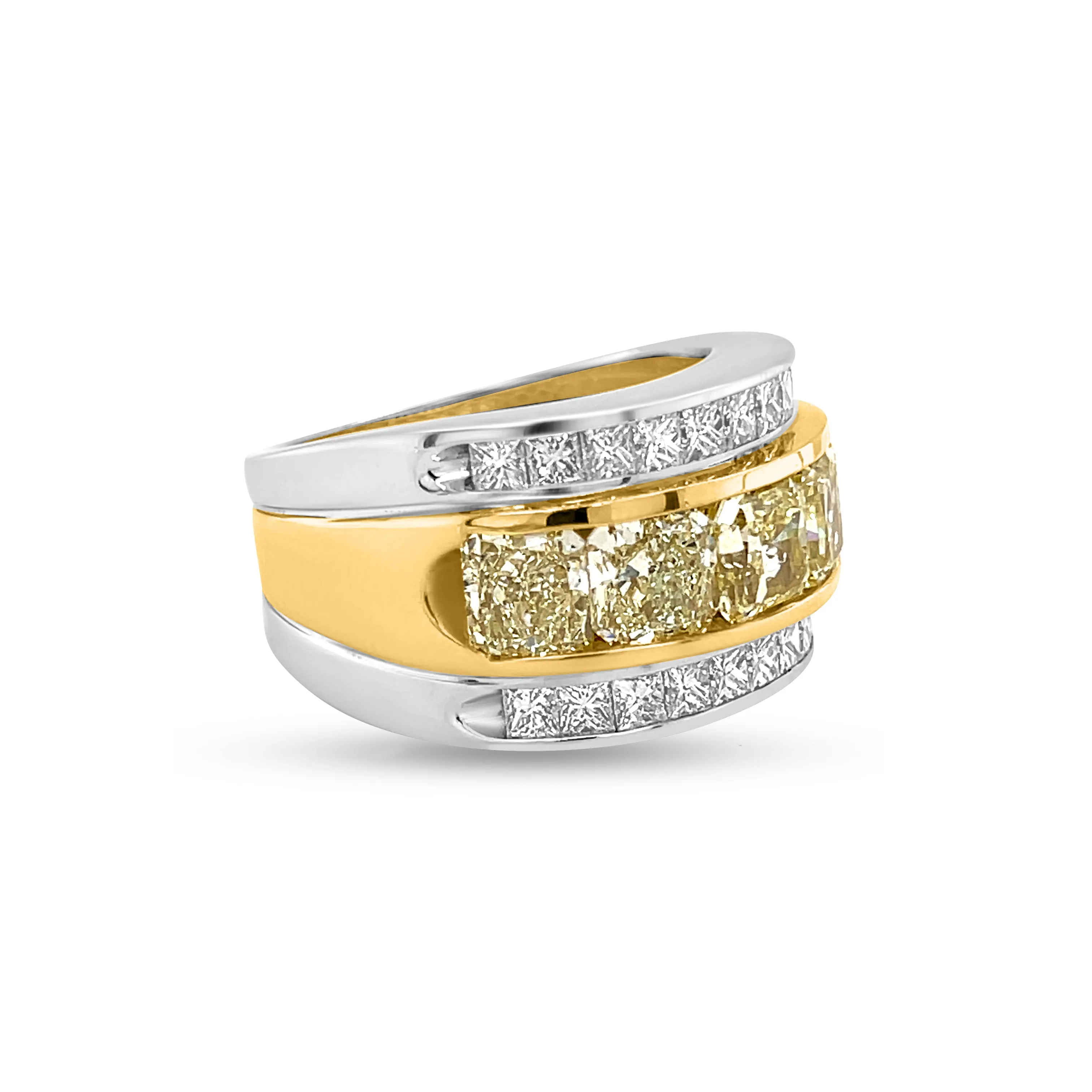 5.33 Carat Yellow Diamond Men's Ring in 14k-18k Two-Tone Gold