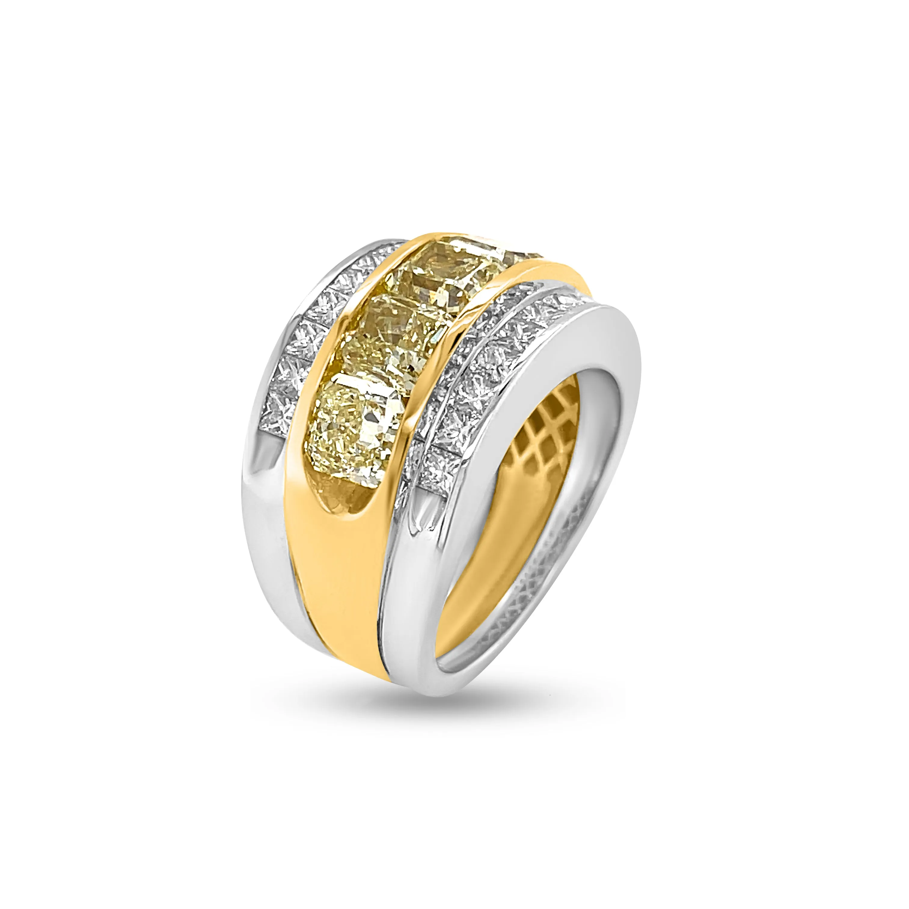 5.33 Carat Yellow Diamond Men's Ring in 14k-18k Two-Tone Gold