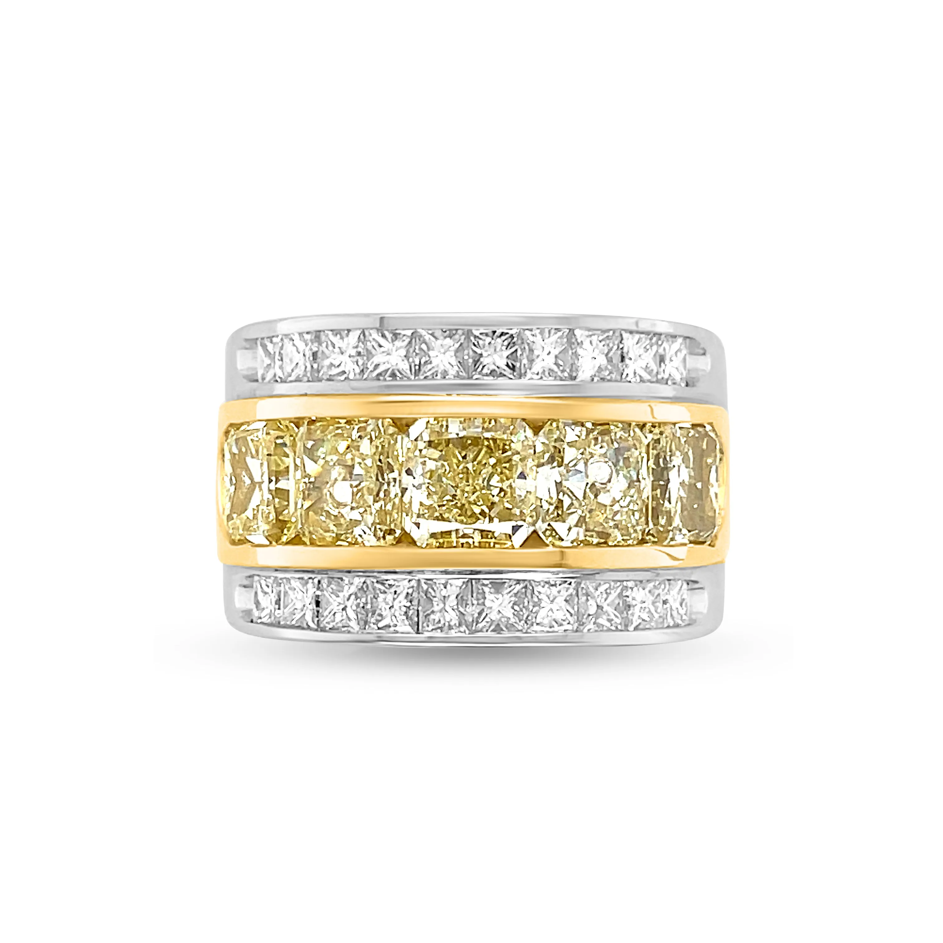 5.33 Carat Yellow Diamond Men's Ring in 14k-18k Two-Tone Gold