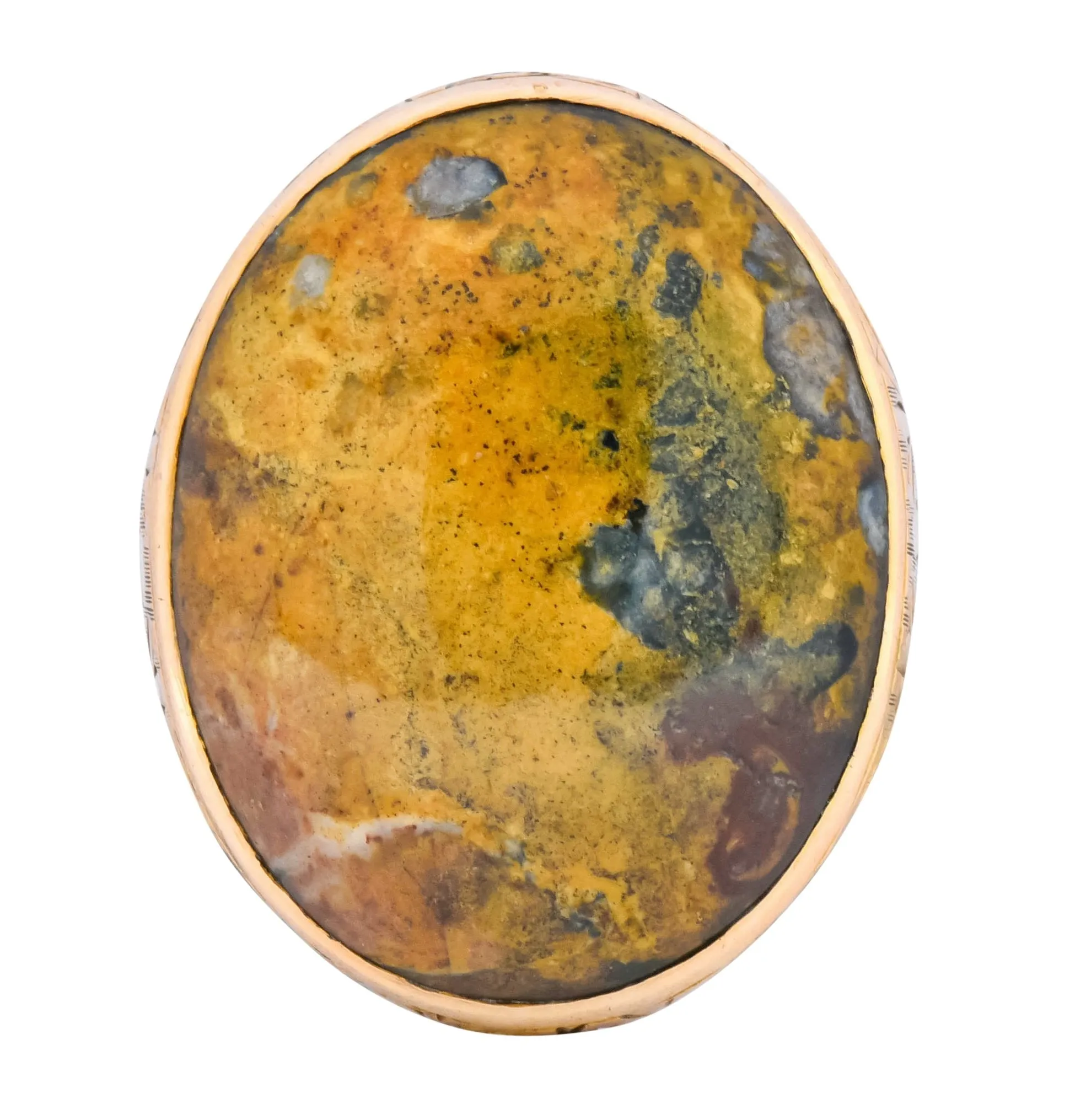 Allsopp Bros. Art Nouveau Jasper Cabochon 14 Karat Gold Ring
