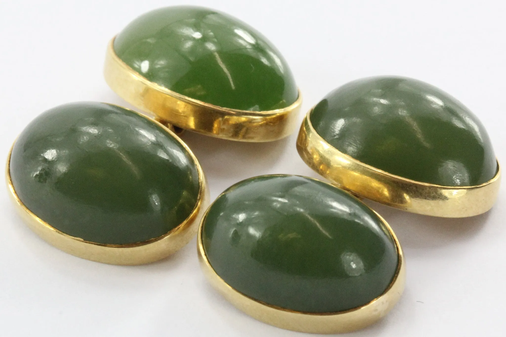 Antique Tiffany & Co 18K Gold & Green Jade Cufflinks