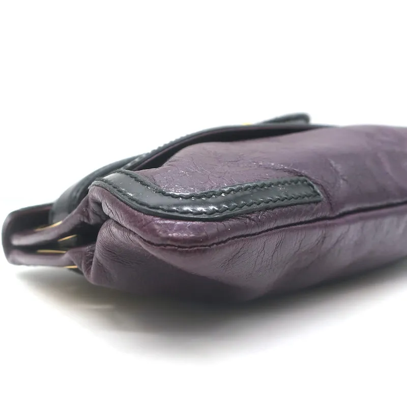 Balenciaga Lune Clutch Dark Purple & Black Leather