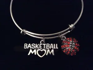 Basketball Mom Crystal Ball Charm Silver Expandable Charm Bracelet Sports Gift Adjustable BangleBasketball Mom Crystal Ball Charm Silver Expandable Charm Bracelet Sports Gift Adjustable Bangle